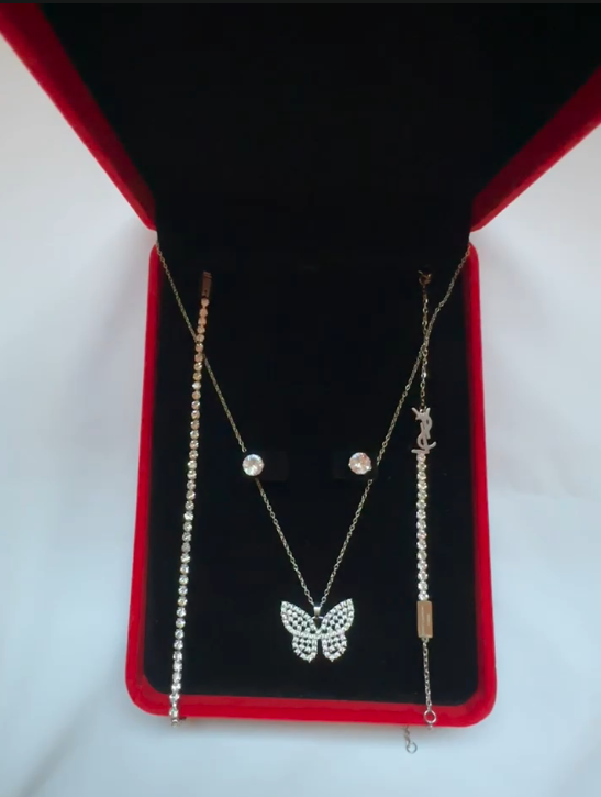 Collier papillon + bracelet brillant